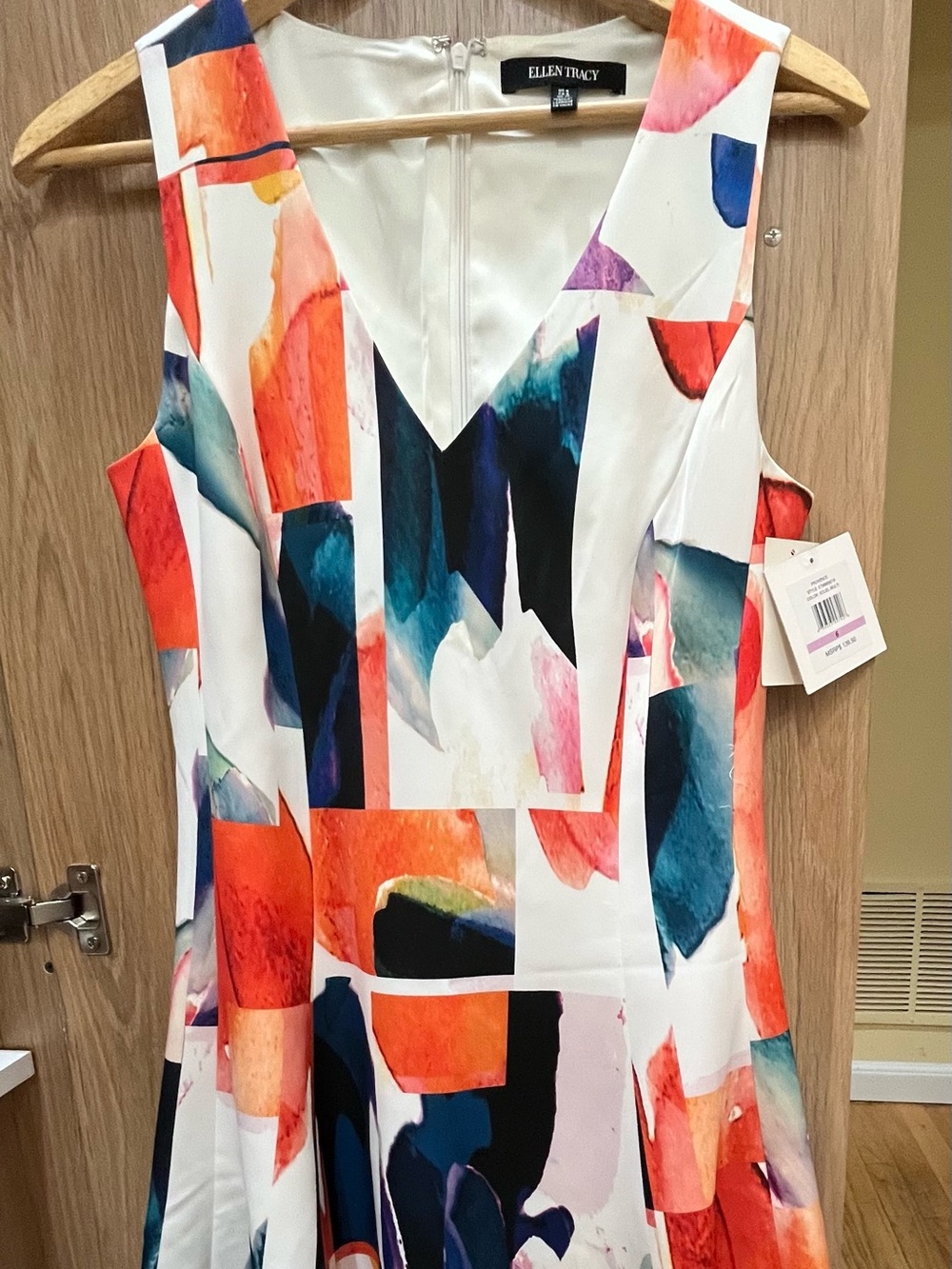 NWT Ellen Tracy Abstract Watercolor Fit & Flare Dress - Size 6